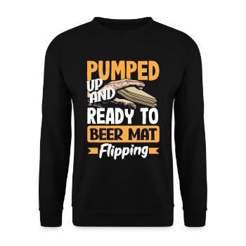 Beer mat turn over game beer - Unisex Sweatshirt - black - Front - Alina (178cm) & Michal (187cm)