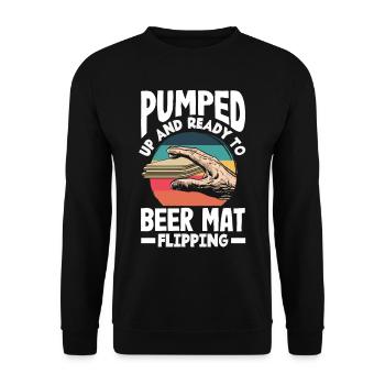 Bierdeckel Umdrehen Spiel Bier - Unisex Pullover - Schwarz - Vorne - Alina (178cm) & Michal (187cm)