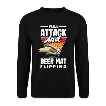 Beer mat turn over game beer - Unisex Sweatshirt - black - Front - Alina (178cm) & Michal (187cm)