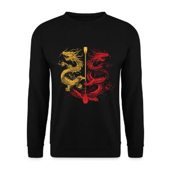 Lustiges Drachenboot-paddel - Unisex Pullover - Schwarz - Vorne - Alina (178cm) & Michal (187cm)