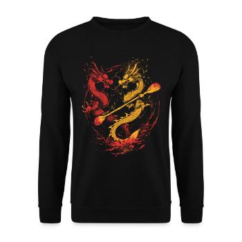 Lustiges Drachenboot-paddel - Unisex Pullover - Schwarz - Vorne - Alina (178cm) & Michal (187cm)