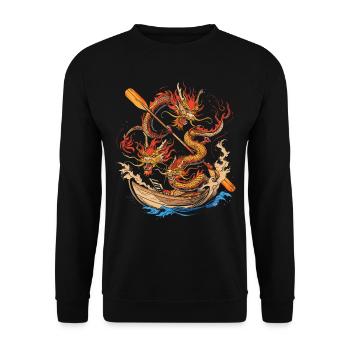Lustiges Drachenboot-paddel - Unisex Pullover - Schwarz - Vorne - Alina (178cm) & Michal (187cm)