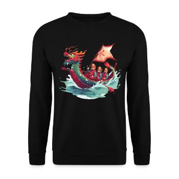 Lustiges Drachenboot-paddel - Unisex Pullover - Schwarz - Vorne - Alina (178cm) & Michal (187cm)