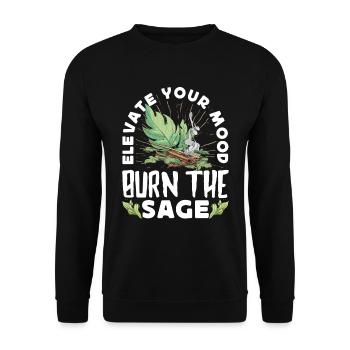 Smudge Sage Feather Spiritual Smudging - Unisex Sweatshirt - black - Front - Alina (178cm) & Michal (187cm)