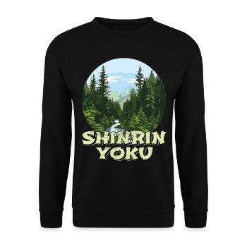 Shinrin Yoku Japanese Art Nature Forest - Unisex Pullover - Schwarz - Vorne - Alina (178cm) & Michal (187cm)
