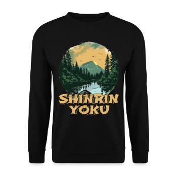 Shinrin Yoku Japanese Art Nature Forest - Unisex Pullover - Schwarz - Vorne - Alina (178cm) & Michal (187cm)
