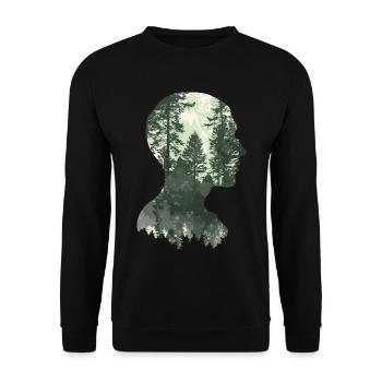 Shinrin Yoku Japanese Art Nature Forest - Unisex Pullover - Schwarz - Vorne - Alina (178cm) & Michal (187cm)