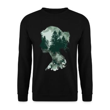 Shinrin Yoku Japanese Art Nature Forest - Unisex Pullover - Schwarz - Vorne - Alina (178cm) & Michal (187cm)