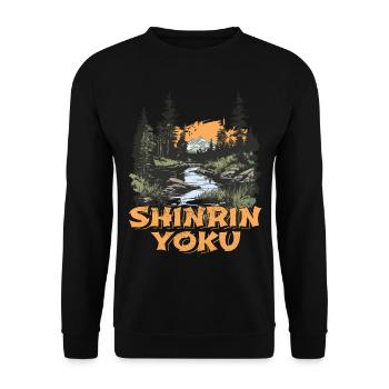 Shinrin Yoku Japanese Art Nature Forest - Unisex Pullover - Schwarz - Vorne - Alina (178cm) & Michal (187cm)