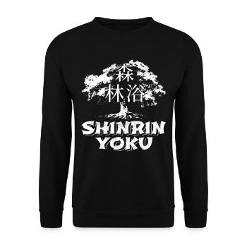 Shinrin Yoku Japanese Art Nature Forest - Unisex Pullover - Schwarz - Vorne - Alina (178cm) & Michal (187cm)