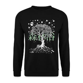 Shinrin Yoku Japanese Art Nature Forest - Unisex Pullover - Schwarz - Vorne - Alina (178cm) & Michal (187cm)