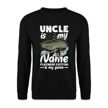 Drôle d’amateur de poisson-chat poisson à tête plate - Sweat-shirt Unisexe - noir - Devant - Alina (178cm) & Michal (187cm)