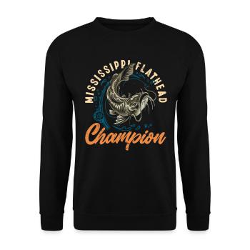 Drôle d’amateur de poisson-chat poisson à tête plate - Sweat-shirt Unisexe - noir - Devant - Alina (178cm) & Michal (187cm)