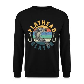 Drôle d’amateur de poisson-chat poisson à tête plate - Sweat-shirt Unisexe - noir - Devant - Alina (178cm) & Michal (187cm)