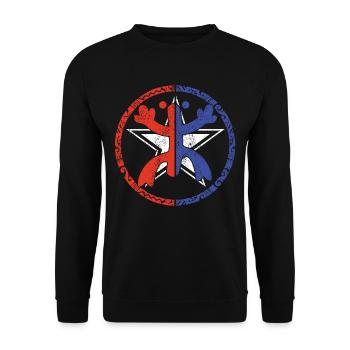 Coqui Frosch Symbol Taino Boricua Puerto - Unisex Pullover - Schwarz - Vorne - Alina (178cm) & Michal (187cm)