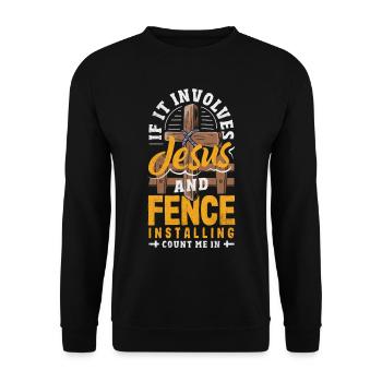 Funny Fence Builder Fence Installer - Unisex Sweatshirt - black - Front - Alina (178cm) & Michal (187cm)