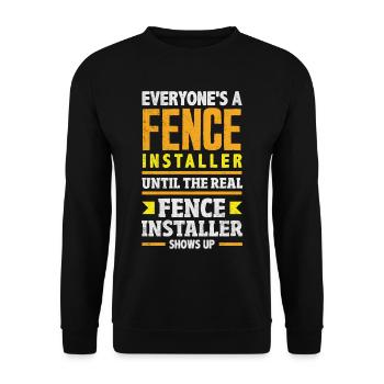 Funny Fence Builder Fence Installer - Unisex Sweatshirt - black - Front - Alina (178cm) & Michal (187cm)