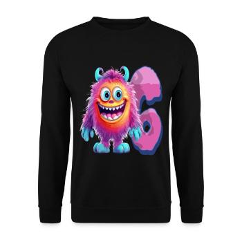 Monster-design Für Kinder – Sechs Jahre - Unisex Pullover - Schwarz - Vorne - Alina (178cm) & Michal (187cm)
