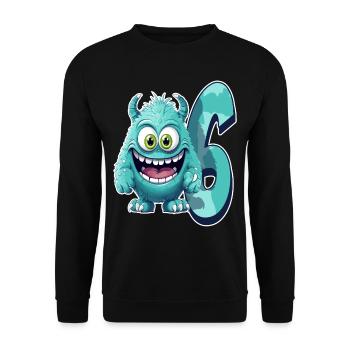 Monster-design Für Kinder – Sechs Jahre - Unisex Pullover - Schwarz - Vorne - Alina (178cm) & Michal (187cm)