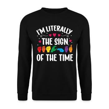 Professeur d’ASL Langue des signes américaine - Sweat-shirt Unisexe - noir - Devant - Alina (178cm) & Michal (187cm)