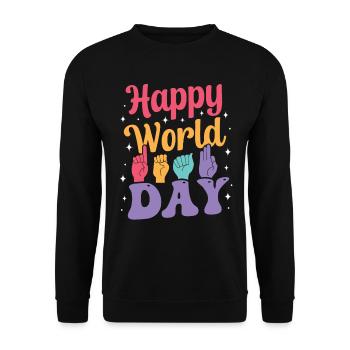 Professeur d’ASL Langue des signes américaine - Sweat-shirt Unisexe - noir - Devant - Alina (178cm) & Michal (187cm)