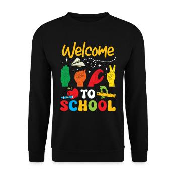 Professeur d’ASL Langue des signes américaine - Sweat-shirt Unisexe - noir - Devant - Alina (178cm) & Michal (187cm)