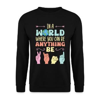 Professeur d’ASL Langue des signes américaine - Sweat-shirt Unisexe - noir - Devant - Alina (178cm) & Michal (187cm)