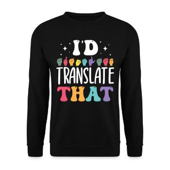 Professeur d’ASL Langue des signes américaine - Sweat-shirt Unisexe - noir - Devant - Alina (178cm) & Michal (187cm)