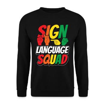 Professeur d’ASL Langue des signes américaine - Sweat-shirt Unisexe - noir - Devant - Alina (178cm) & Michal (187cm)