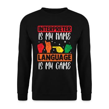 Professeur d’ASL Langue des signes américaine - Sweat-shirt Unisexe - noir - Devant - Alina (178cm) & Michal (187cm)