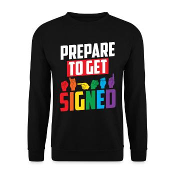 Professeur d’ASL Langue des signes américaine - Sweat-shirt Unisexe - noir - Devant - Alina (178cm) & Michal (187cm)
