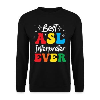 Professeur d’ASL Langue des signes américaine - Sweat-shirt Unisexe - noir - Devant - Alina (178cm) & Michal (187cm)