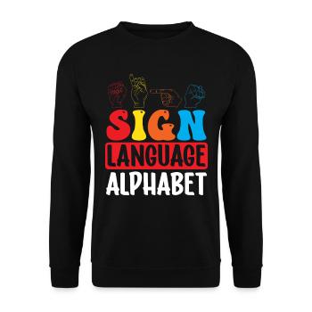 Professeur d’ASL Langue des signes américaine - Sweat-shirt Unisexe - noir - Devant - Alina (178cm) & Michal (187cm)