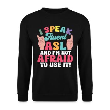 Professeur d’ASL Langue des signes américaine - Sweat-shirt Unisexe - noir - Devant - Alina (178cm) & Michal (187cm)