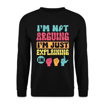 Professeur d’ASL Langue des signes américaine - Sweat-shirt Unisexe - noir - Devant - Alina (178cm) & Michal (187cm)
