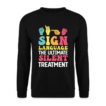 Professeur d’ASL Langue des signes américaine - Sweat-shirt Unisexe - noir - Devant - Alina (178cm) & Michal (187cm)