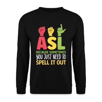 Professeur d’ASL Langue des signes américaine - Sweat-shirt Unisexe - noir - Devant - Alina (178cm) & Michal (187cm)