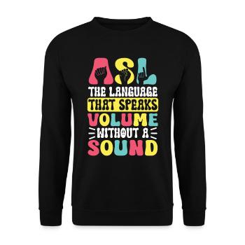 Professeur d’ASL Langue des signes américaine - Sweat-shirt Unisexe - noir - Devant - Alina (178cm) & Michal (187cm)