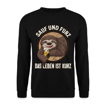 « Boire et péter, la vie est courte » Bière - Sweat-shirt Unisexe - noir - Devant - Alina (178cm) & Michal (187cm)