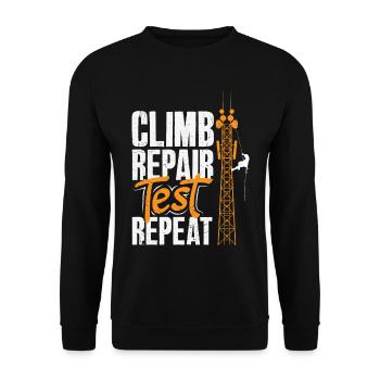 Tower Climber Technician Tower Worker - Unisex Sweatshirt - black - Front - Alina (178cm) & Michal (187cm)