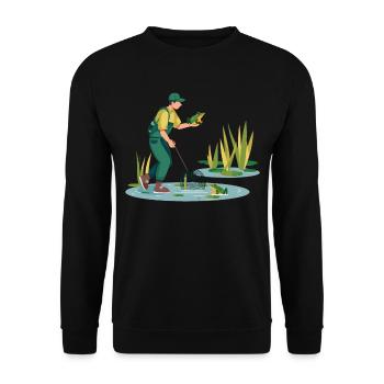 Frogs Catch Frog Hunter Frog Catcher - Unisex Sweatshirt - black - Front - Alina (178cm) & Michal (187cm)