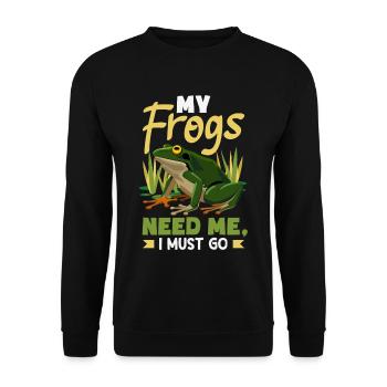 Grenouille amphibie chasseur passionné grenouille - Sweat-shirt Unisexe - noir - Devant - Alina (178cm) & Michal (187cm)