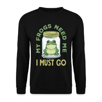 Grenouille amphibie chasseur passionné grenouille - Sweat-shirt Unisexe - noir - Devant - Alina (178cm) & Michal (187cm)