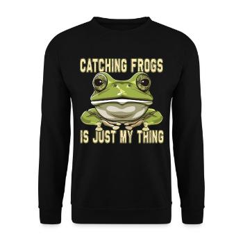 Frogs Catch Frog Hunter Frog Catcher - Unisex Sweatshirt - black - Front - Alina (178cm) & Michal (187cm)