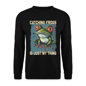 Frogs Catch Frog Hunter Frog Catcher - Unisex Sweatshirt - black - Front - Alina (178cm) & Michal (187cm)
