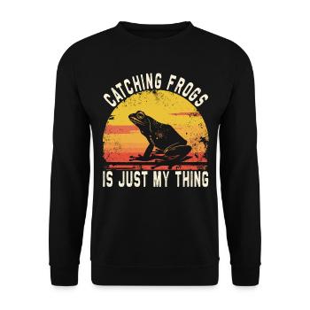 Frogs Catch Frog Hunter Frog Catcher - Unisex Sweatshirt - black - Front - Alina (178cm) & Michal (187cm)