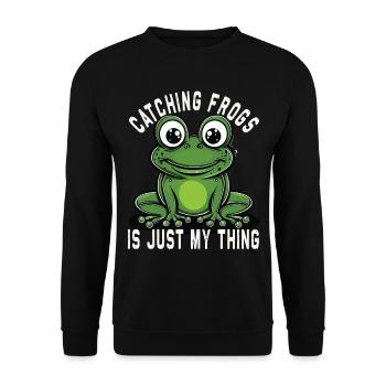 Frogs Catch Frog Hunter Frog Catcher - Unisex Sweatshirt - black - Front - Alina (178cm) & Michal (187cm)