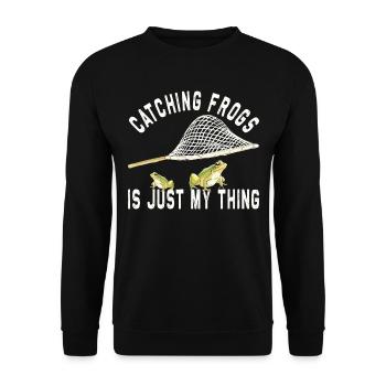 Frogs Catch Frog Hunter Frog Catcher - Unisex Sweatshirt - black - Front - Alina (178cm) & Michal (187cm)