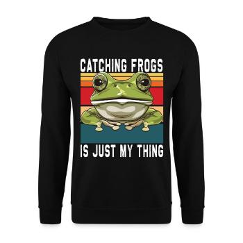 Frogs Catch Frog Hunter Frog Catcher - Unisex Sweatshirt - black - Front - Alina (178cm) & Michal (187cm)