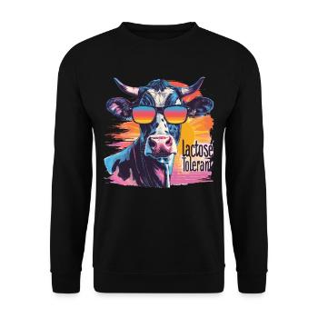 Tolérant au lactose ou intolérant au lactose - Sweat-shirt Unisexe - noir - Devant - Alina (178cm) & Michal (187cm)